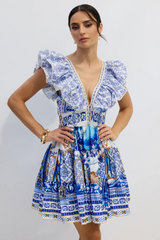 Kyla Printed Plunge Neck Mini Dress | Dress In Beauty