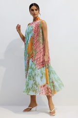 Martha Print Sleeveless Pleated Midi Dress | Dress In Beauty