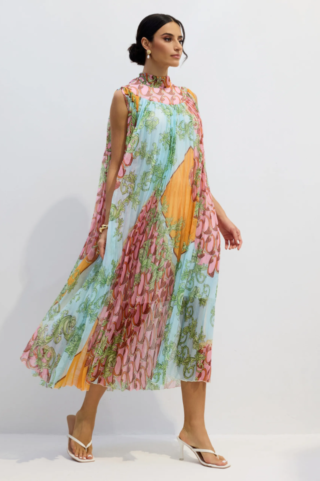 Martha Print Sleeveless Pleated Midi Dress | Dress In Beauty