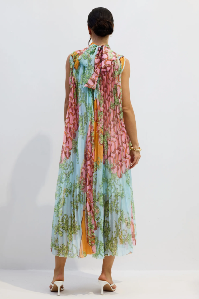 Martha Print Sleeveless Pleated Midi Dress | Dress In Beauty