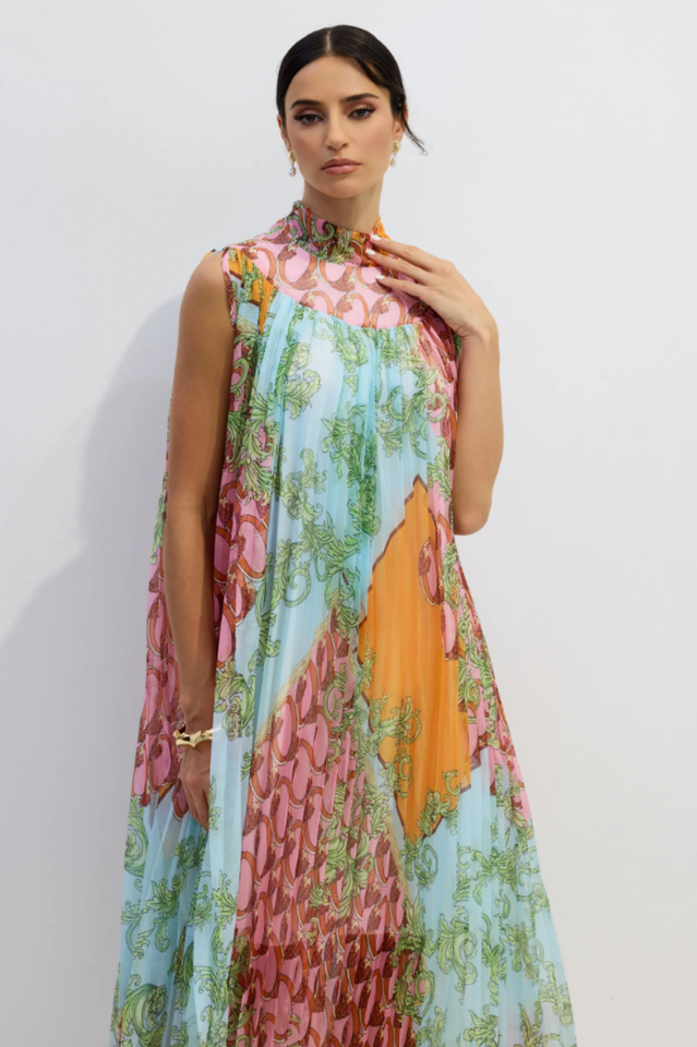 Martha Print Sleeveless Pleated Midi Dress | Dress In Beauty