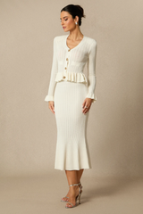 Alice Ruffle Ribbed Knit Midi Dress