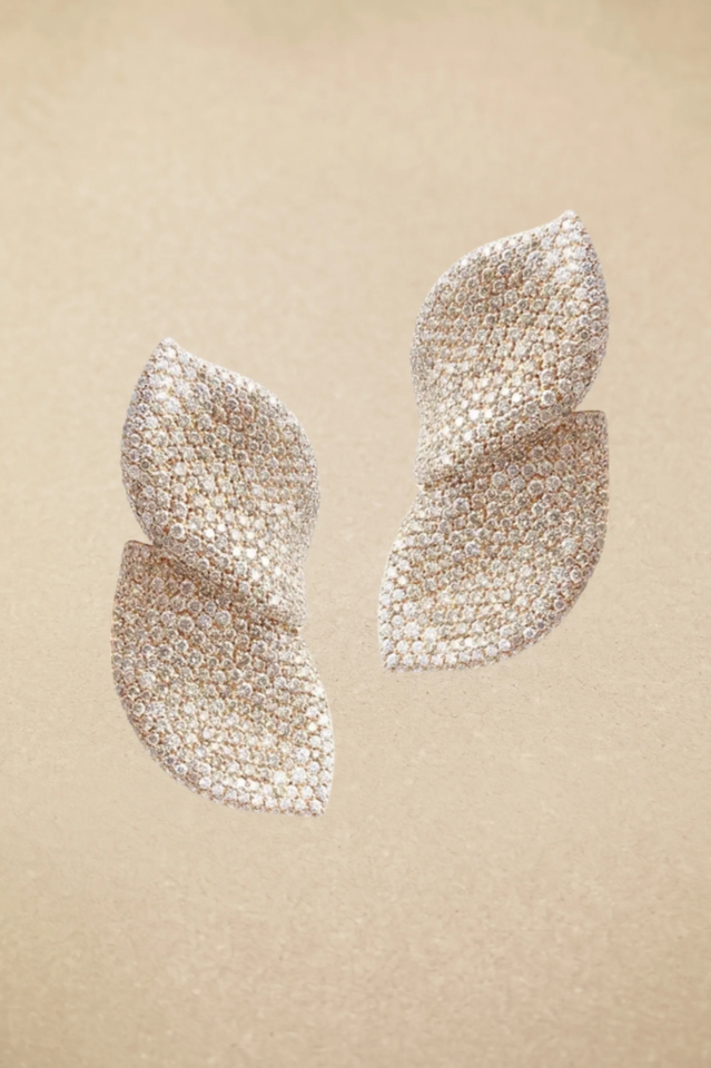 Diamond Leaf Shape Earrings & Ring Set | Dress In Beauty