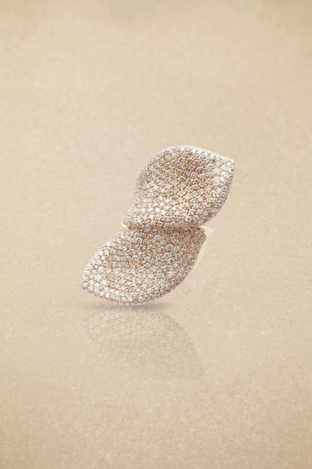 Diamond Leaf Shape Earrings & Ring Set | Dress In Beauty