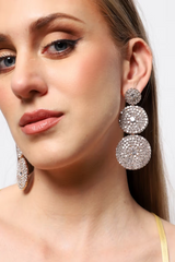 Mina Round Long Drop Earrings
