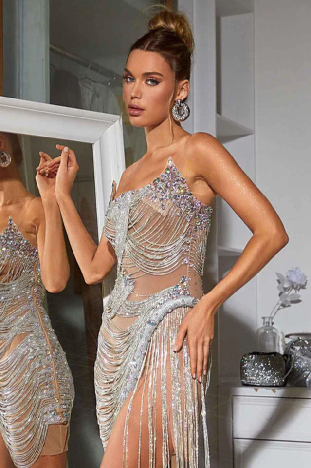 Verona Embellished Diamond Chain Dress | Dress In Beauty