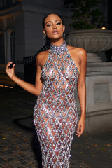 Liora Sequin Crystal Maxi Dress