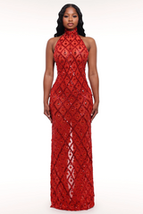 Liora Sequin Crystal Maxi Dress