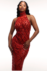 Liora Sequin Crystal Maxi Dress