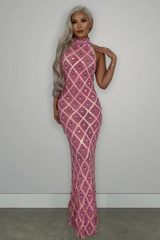 Liora Sequin Crystal Maxi Dress