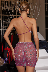 Gianni Backless Rhinestone Mesh Mini Dress | Dress In Beauty