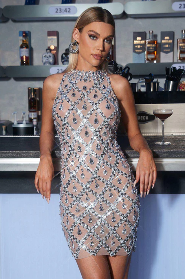 Liora Sequin Crystal Mini Dress | Dress In Beauty