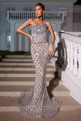 Sean Strapless Rhinestone Mesh Maxi Dress | Dress In Beauty