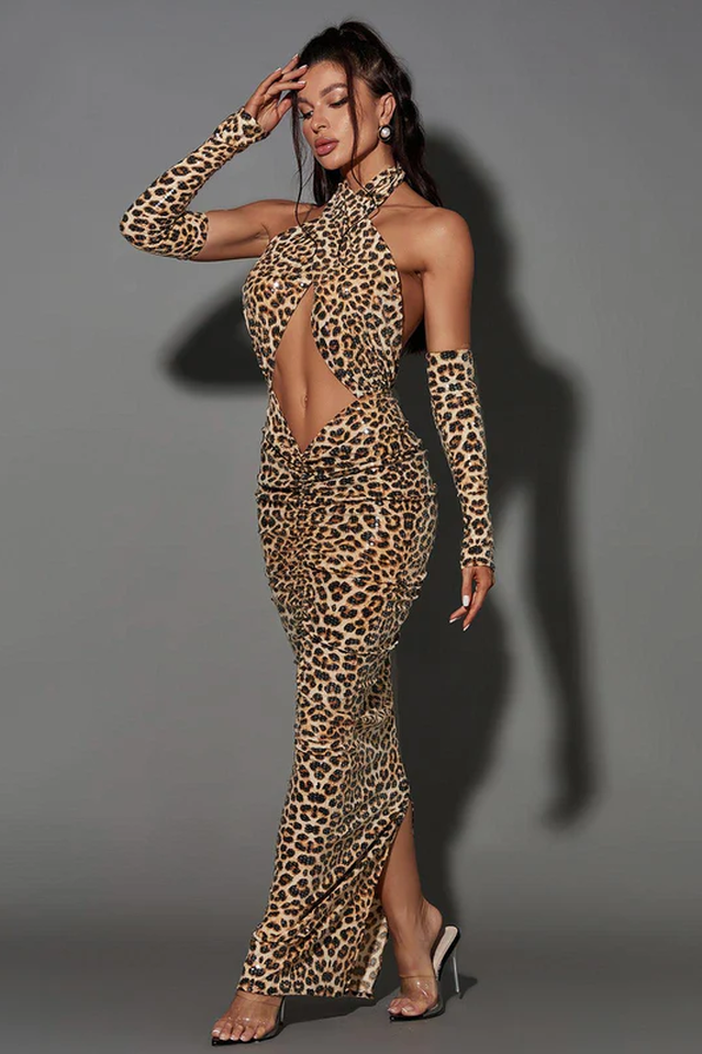 Peyton Sequin Leopard Printed Maxi Dress | Dress In Beauty