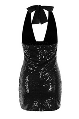 Spill The Sequins Halter Mini Dress | Dress In Beauty