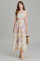 Botanical Print One Shoulder Frill Midi Dress | Dress In Beauty