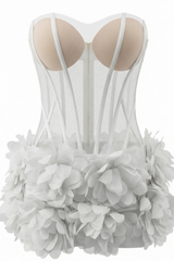 Strapless Petal Mesh Bustier Dress | Dress In Beauty