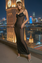 Draped Bustier Sparkly Maxi Dress | Dress In Beauty