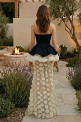Strapless Black and Beige Gown | Dress In Beauty