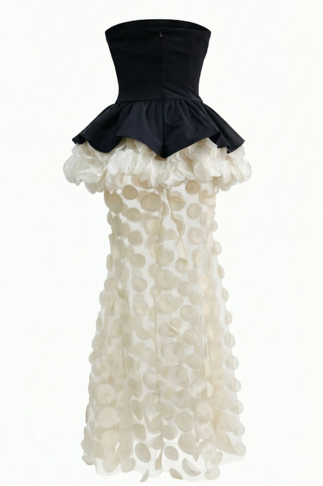 Strapless Black and Beige Gown | Dress In Beauty
