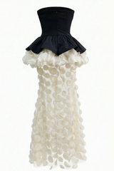 Strapless Black and Beige Gown | Dress In Beauty