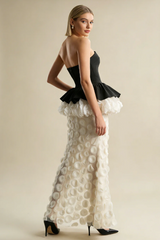 Strapless Black and Beige Gown | Dress In Beauty