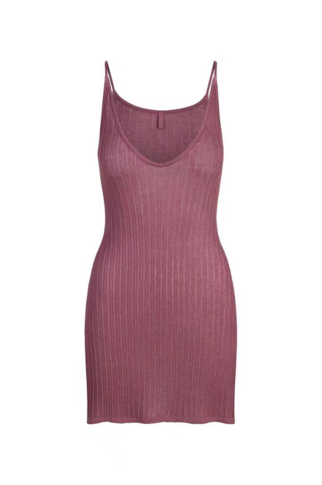 Skims Sheer Knit Plunge Mini Dress | Dress In Beauty