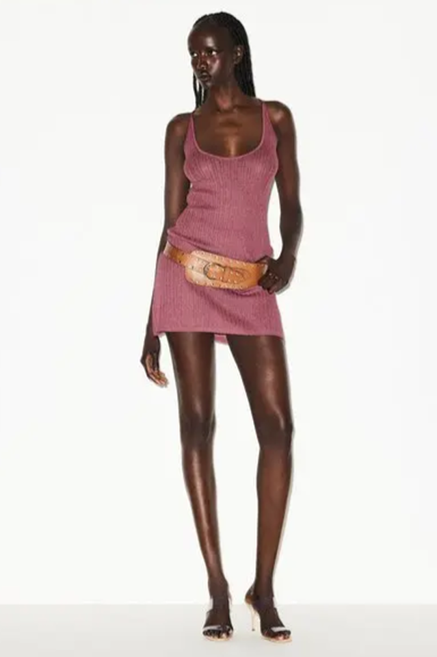 Skims Sheer Knit Plunge Mini Dress | Dress In Beauty
