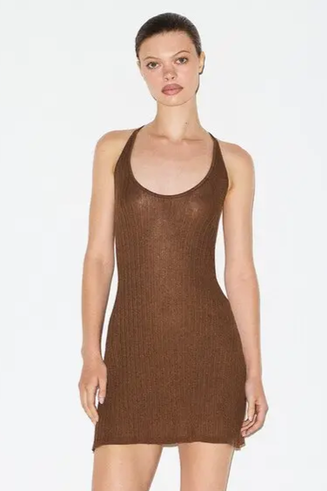 Skims Sheer Knit Plunge Mini Dress | Dress In Beauty