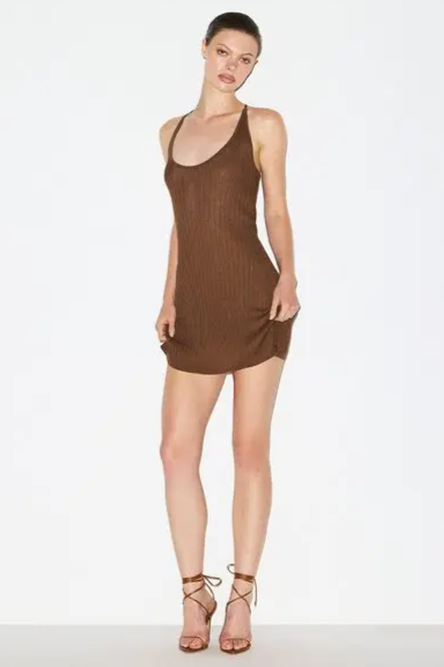 Skims Sheer Knit Plunge Mini Dress | Dress In Beauty