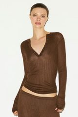 SKIMS Sheer Knit Long Sleeve Henley | Dress In Beauty