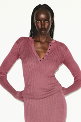 SKIMS Sheer Knit Long Sleeve Henley | Dress In Beauty