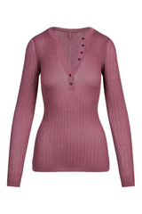 SKIMS Sheer Knit Long Sleeve Henley | Dress In Beauty