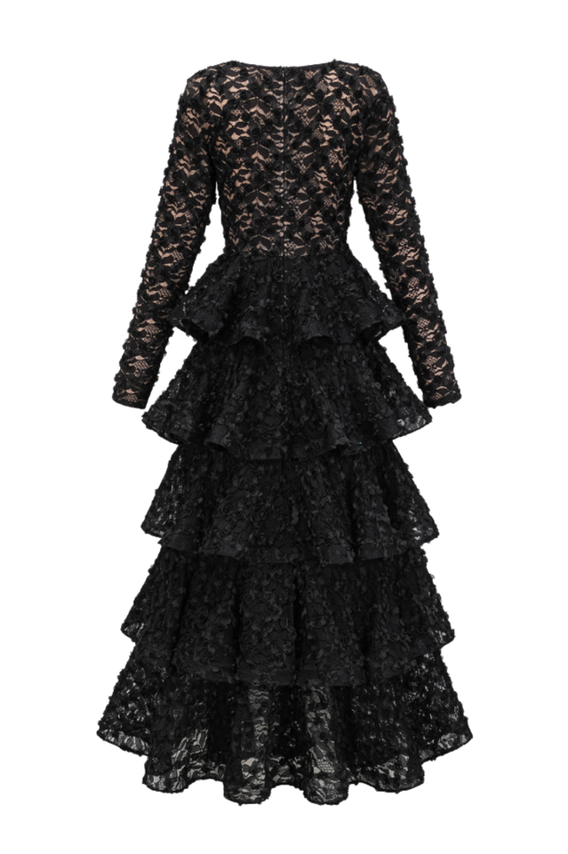 Guinevere Black Tiered Maxi Dress | Dress In Beauty