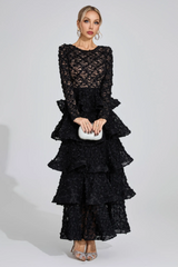 Guinevere Black Tiered Maxi Dress | Dress In Beauty