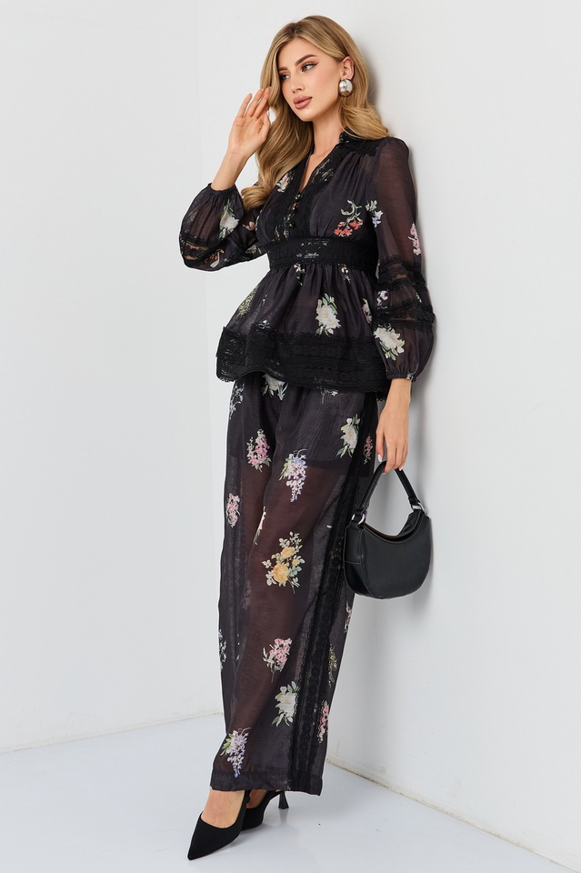 Natoli Embroidered Lace Blouse & Pants Set | Dress In Beauty