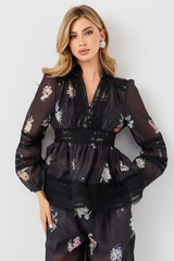 Natoli Embroidered Lace Blouse & Pants Set | Dress In Beauty