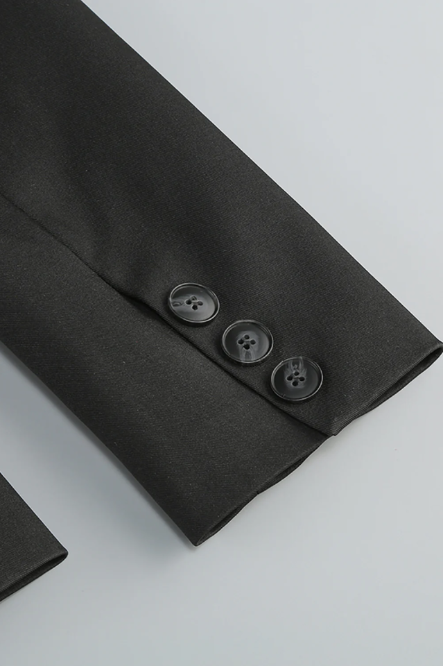 Pure Black Blazer & Rhinestone Pants Set | Dress In Beauty