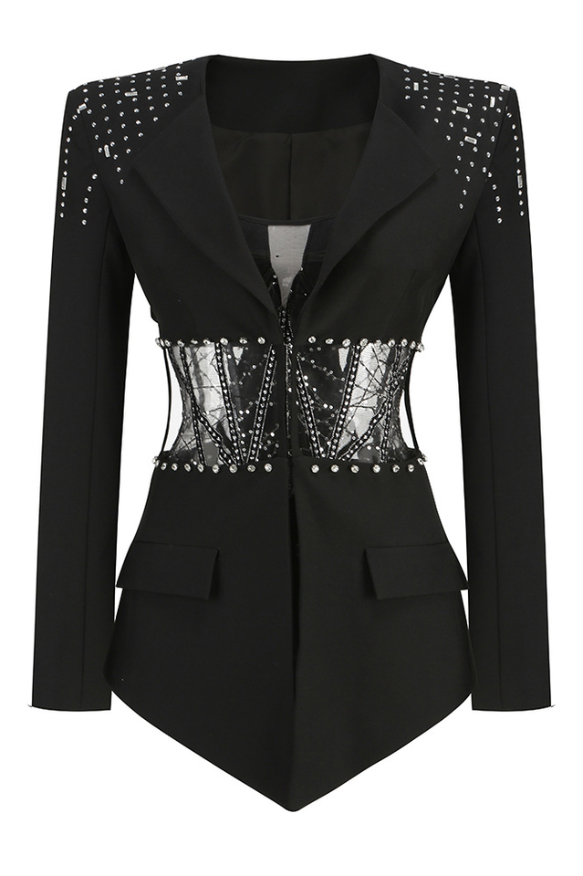 Jakobe Rhinestone Cutout Blazer Set | Dress In Beauty