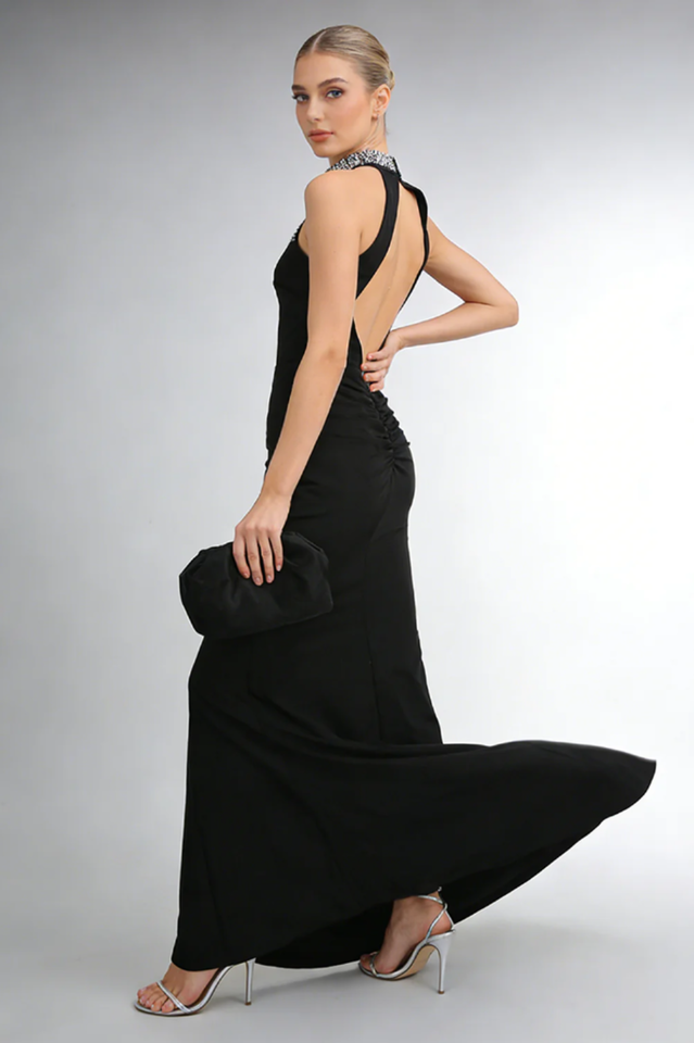 Nicoletta Halterneck Pearl Prom Maxi Dress | Dress In Beauty