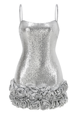 Haelara Spaghetii Flower Sequin Mini Dress | Dress In Beauty