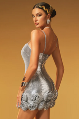 Haelara Spaghetii Flower Sequin Mini Dress | Dress In Beauty