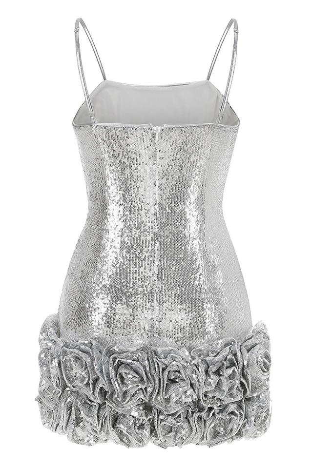 Haelara Spaghetii Flower Sequin Mini Dress | Dress In Beauty