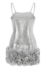 Haelara Spaghetii Flower Sequin Mini Dress | Dress In Beauty