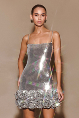 Haelara Spaghetii Flower Sequin Mini Dress | Dress In Beauty