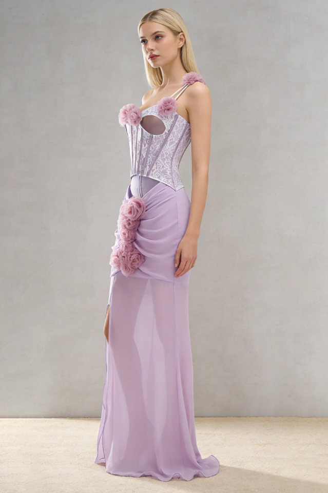 Rosette Applique Cutout Mermaid Dress | Dress In Beauty