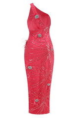 Crystal Embellished Sequin High Split Gown | Dress In Beauty