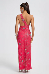 Crystal Embellished Sequin High Split Gown | Dress In Beauty
