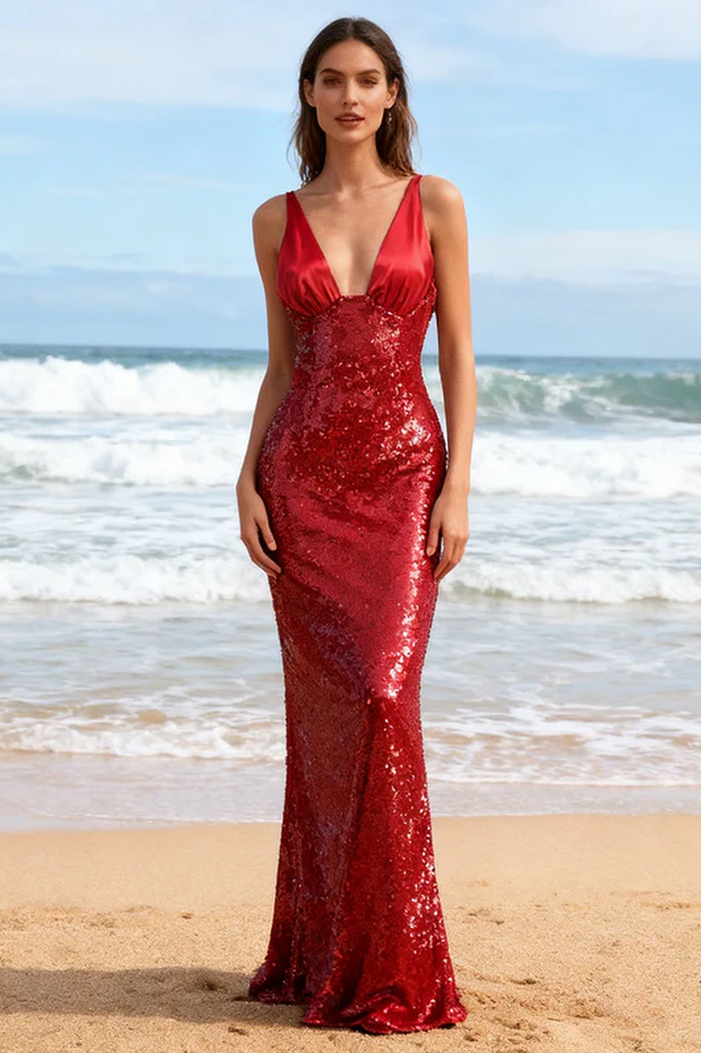 Sequined Sweep Train Maxi Dress | Dress In Beauty