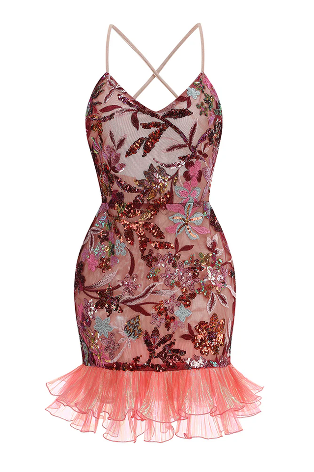 Slip Sequin-Embellished Ruffled Dress | Dress In Beauty